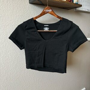 Black V-Neck Crop Top